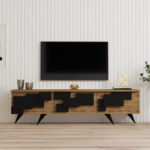 Έπιπλο τηλεόρασης Trida pakoworld oak με μαύρο 160x35x45εκ - Image 4