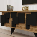 Έπιπλο τηλεόρασης Trida pakoworld oak με μαύρο 160x35x45εκ - Image 5