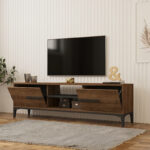 Έπιπλο τηλεόρασης Eslem pakoworld καρυδί με ανθρακί 160x34,6x48,1εκ - Image 2