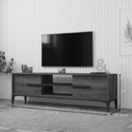 Έπιπλο τηλεόρασης Eslem pakoworld καρυδί με ανθρακί 160x34,6x48,1εκ - Image 3