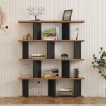 Βιβλιοθήκη Ratu pakoworld ανθρακί με oak 120x24,6x141εκ - Image 2