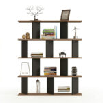 Βιβλιοθήκη Ratu pakoworld ανθρακί με oak 120x24,6x141εκ - Image 3
