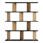 Βιβλιοθήκη Ratu pakoworld καρυδί με ανθρακί 120x24,6x141εκ - Image 3