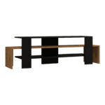 Έπιπλο τηλεόρασης Lenour pakoworld sonoma με μαύρο 150x35x45εκ - Image 2