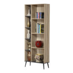 Βιβλιοθήκη Zezan pakoworld σε sonoma-ανθρακί απόχρωση 76.5x30x200.5εκ - Image 2