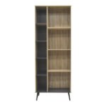 Βιβλιοθήκη Zezan pakoworld σε sonoma-ανθρακί απόχρωση 76.5x30x200.5εκ - Image 3