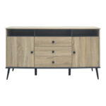 Μπουφές Zezan pakoworld σε sonoma-ανθρακί απόχρωση 140.5x41.5x80εκ - Image 4