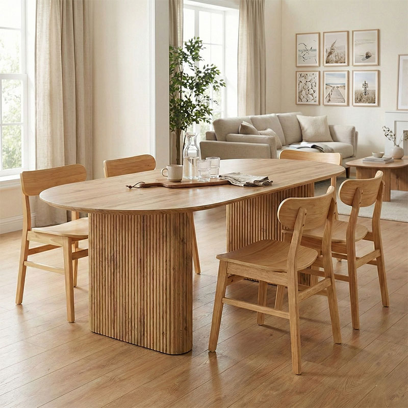 127-000200 Τραπέζι Nembou pakoworld mdf σε oak απόχρωση 210x100x76εκ - Image 1