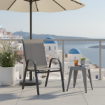 Πολυθρόνα Calan pakoworld στοιβαζόμενη μέταλλο ανθρακί-textilene ανθρακί 54x74x91εκ - Image 4