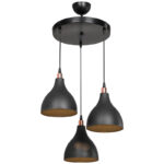 Φωτιστικό οροφής τρίφωτο Lofty pakoworld Ε27 μαύρο Φ40x80εκ - Image 2