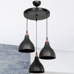 Φωτιστικό οροφής τρίφωτο Lofty pakoworld Ε27 μαύρο Φ40x80εκ - Image 3