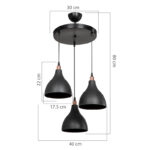 Φωτιστικό οροφής τρίφωτο Lofty pakoworld Ε27 μαύρο Φ40x80εκ - Image 4