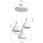 Φωτιστικό οροφής τρίφωτο Lofty pakoworld Ε27 λευκό Φ40x80εκ - Image 4