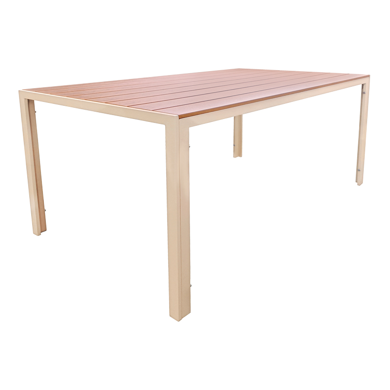 152-000106 Τραπέζι Nares pakoworld σαμπανί αλουμίνιο plywood σε φυσική απόχρωση 140x80x72.5εκ - Image 1