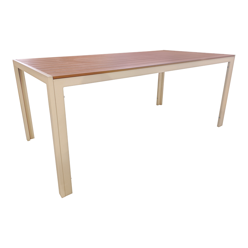 152-000107 Τραπέζι Nares pakoworld σαμπανί αλουμίνιο plywood σε φυσική απόχρωση 180x90x72.5εκ - Image 1