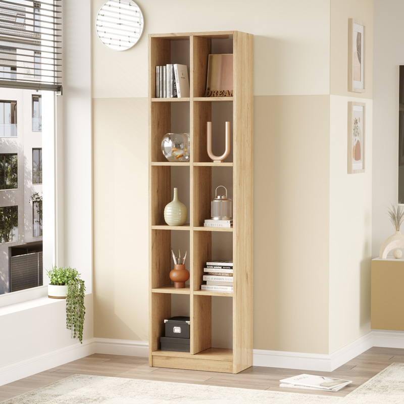 176-000198 Βιβλιοθήκη Oteca 10θέσεων pakoworld oak 51.1x25.4x180εκ - Image 1