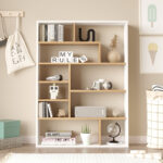Βιβλιοθήκη Decora pakoworld σε oak-λευκό απόχρωση 90x22x123.6εκ - Image 3