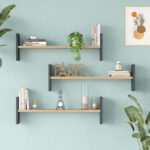 Ραφιέρα τοίχου Mento pakoworld oak με ανθρακί 75,6x14,5x23,6εκ - Image 2