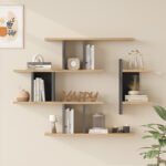 Ραφιέρα τοίχου Ledia pakoworld oak με ανθρακί 110,6x14,5x78εκ - Image 2
