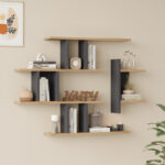 Ραφιέρα τοίχου Ledia pakoworld oak με ανθρακί 110,6x14,5x78εκ