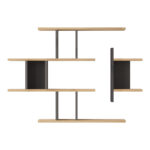 Ραφιέρα τοίχου Ledia pakoworld oak με ανθρακί 110,6x14,5x78εκ - Image 3