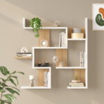 Ραφιέρα τοίχου Maze pakoworld λευκό με oak 93,3x14,5x90εκ - Image 2