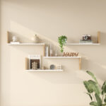 Ραφιέρα τοίχου Flear pakoworld λευκό με oak 179x14,5x76,2εκ - Image 2