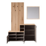 Έπιπλο εισόδου Ebro pakoworld σε oak-cappuccino απόχρωση 150.3x41.2x204.7εκ - Image 4