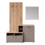 Έπιπλο εισόδου Ebro pakoworld σε oak-cappuccino απόχρωση 150.3x41.2x204.7εκ - Image 5