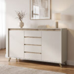 Μπουφές Belka pakoworld κρεμ με oak 155x45x93,7εκ