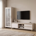 Σύνθετο σαλονιού Belka pakoworld κρεμ με oak 210,6x45x152,6εκ