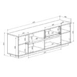 Σύνθετο σαλονιού Norda pakoworld κρεμ με oak 187x40x58.4εκ - Image 4