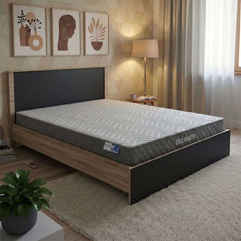 200-001460 Κρεβάτι με στρώμα Athos-Dreamer pakoworld sonoma-ανθρακί 160x200εκ - Image 1