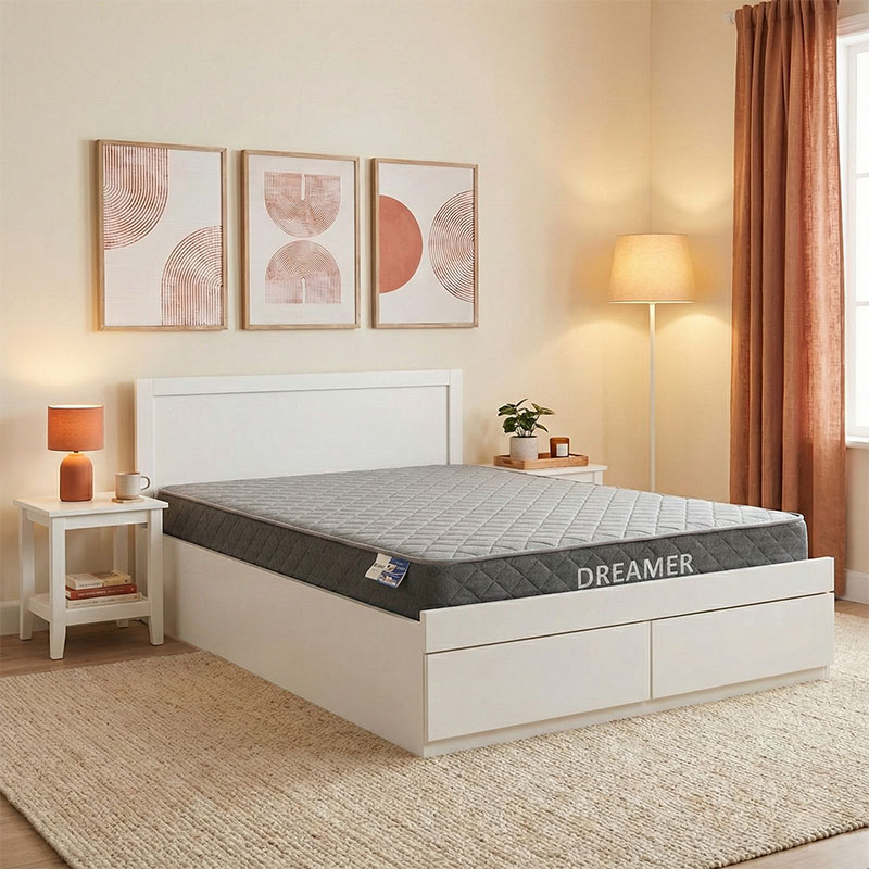 200-001511 Κρεβάτι με συρτάρι και στρώμα Olympus-Dreamer pakoworld λευκό 150x200εκ - Image 1
