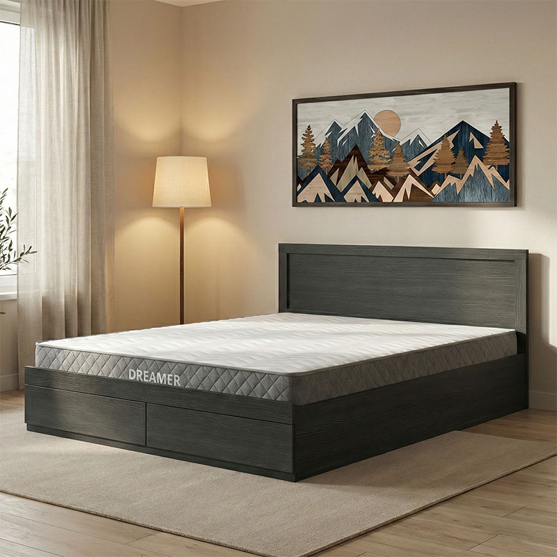 200-001520 Κρεβάτι με στρώμα και συρτάρι Olympus-Dreamer pakoworld wenge 160x200εκ - Image 1