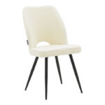 Τραπεζαρία με Καρέκλες Renish Λευκή και Τραπέζι Orbital Μαύρο Φ120x76εκ Σετ 5τεμ - Image 3