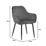 Τραπεζαρία με Πολυθρόνες Noor Μαυρο και Τραπέζι Ezali Sonoma 160x90x75εκ Σετ 7τεμ - Image 5