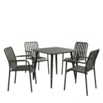 Τραπεζαρία Heven Vista pakoworld σετ 5τεμ μαύρο αλουμίνιο 80x80x72εκ - Image 2