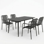 Τραπεζαρία Heven Vista pakoworld σετ 5τεμ μαύρο αλουμίνιο 120x70x72εκ - Image 2