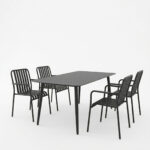 Τραπεζαρία Heven Vista pakoworld σετ 5τεμ μαύρο αλουμίνιο 150x80x72εκ - Image 2