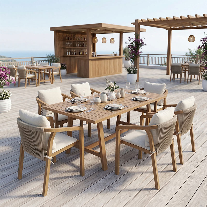 200-001620 Τραπεζαρία Malibu pakoworld Σετ 7τεμ μασίφ ξύλο ακακίας 160x90x75εκ - Image 1