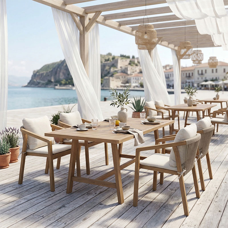 200-001621 Τραπεζαρία Malibu pakoworld Σετ 5τεμ μασίφ ξύλο ακακίας 160x90x75εκ - Image 1