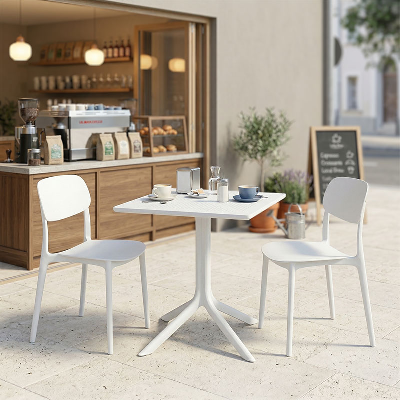 200-001634 Τραπεζαρία Groovy Berdian pakoworld σετ 3τεμ λευκό PP 60x60x76εκ - Image 1