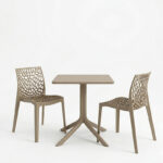 Τραπεζαρία Groovy Hush pakoworld σετ 3τεμ cappuccino PP 60x60x76εκ - Image 2