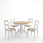 Τραπεζαρία Dallan Lars pakoworld 5τεμ λευκό rubberwood Φ100(+38)x100x75εκ - Image 2