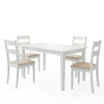 Τραπεζαρία Dallan Mabor pakoworld 5τεμ λευκό rubberwood 120-150x80x73,8εκ - Image 2
