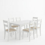 Τραπεζαρία Dallan Mabor pakoworld 7τεμ λευκό rubberwood 120-150x80x73,8εκ - Image 2