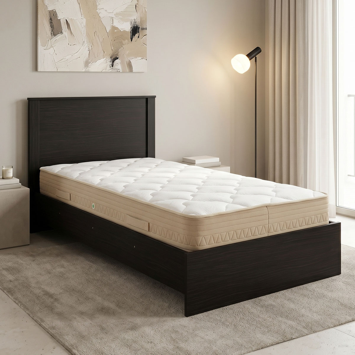 200-001833 Κρεβάτι με στρώμα Athos Sleepy pakoworld wenge 90x190εκ - Image 1