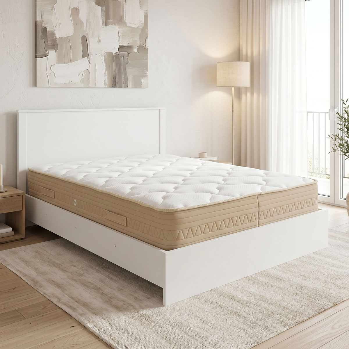 200-001835 Κρεβάτι με στρώμα Athos Sleepy pakoworld λευκό 160x200εκ - Image 1