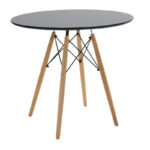 Τραπεζαρία με Καρέκλες Aurora λευκό και Τραπέζι Julita μαύρο Φ80x73εκ Σετ 5τεμ - Image 3